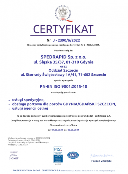 J 2390 6 2022 SPEDRAPID certyfikat pol sing